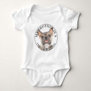 Gepersonaliseerde Blauwe Fawn Tricolor Franse Bull Romper