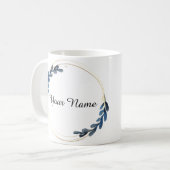 Gepersonaliseerde blauwe Floral Touch. Koffiemok (Voorkant links)