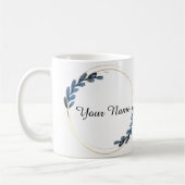 Gepersonaliseerde blauwe Floral Touch. Koffiemok (Links)