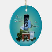 Gepersonaliseerde (Blauwe) Foley Klokkentoren & Tr Keramisch Ornament (Rechts)