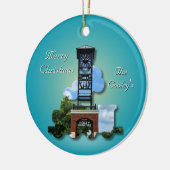 Gepersonaliseerde (Blauwe) Foley Klokkentoren & Tr Keramisch Ornament (Links)