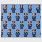 Gepersonaliseerde Blauwe Fotocollage Kids Verjaard Cadeaupapier (Vlak)