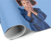 Gepersonaliseerde Blauwe Fotocollage Kids Verjaard Cadeaupapier (Rol Hoek)