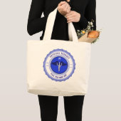 Gepersonaliseerde blauwe fysieke therapie Caduceus Grote Tote Bag (Voorkant (product))