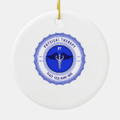 Gepersonaliseerde blauwe fysieke therapie Caduceus Keramisch Ornament (Achterkant)