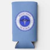 Gepersonaliseerde blauwe fysieke therapie Caduceus Seltzer Blikjeskoeler (Voorkant)