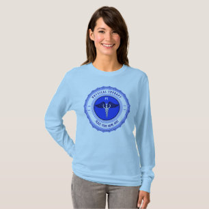 Gepersonaliseerde blauwe fysieke therapie Caduceus T-shirt