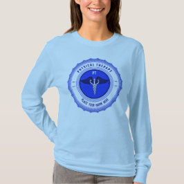 Gepersonaliseerde blauwe fysieke therapie Caduceus T-shirt