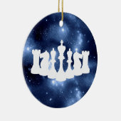 Gepersonaliseerde Blauwe Galaxy Chess King kerst Keramisch Ornament (Rechts)