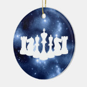 Gepersonaliseerde Blauwe Galaxy Chess King kerst Keramisch Ornament (Links)