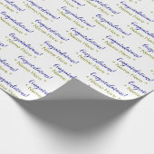 Gepersonaliseerde Blauwe Gefeliciteerd Gouden Naam Cadeaupapier (Hoek)