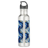 Gepersonaliseerde blauwe gemarmerde waterfles waterfles  (Achterkant)