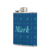 Gepersonaliseerde blauwe gepleisterde kolf heupfles (Links)