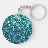 Gepersonaliseerde Blauwe Glitter Keyring met Aange Sleutelhanger (Achterkant)