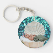 Gepersonaliseerde Blauwe Glitter Keyring met Aange Sleutelhanger (Voorkant)
