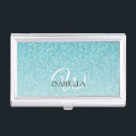 Gepersonaliseerde Blauwe Glitter Ombre Naam Monogr Visitekaarthouder<br><div class="desc">Chique faux blauw glitter ontwerp met ombre effect, de blauwe glitter vervaagt op een witte achtergrond. U kunt deze stijlvolle laptophoes personaliseren met jouw naam en monogram of andere tekst. Perfect gepersonaliseerd cadeau visitekaartje hoesje. Exclusief voor u ontworpen door Happy Dolphin Studio. Als u hulp of bijpassende producten nodig heeft,...</div>