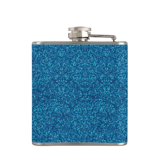 Gepersonaliseerde blauwe glitterkolf heupfles (Achterkant)