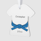 Gepersonaliseerde blauwe gordel Karate Ornament (voorkant)