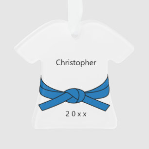 Gepersonaliseerde blauwe gordel Karate Ornament