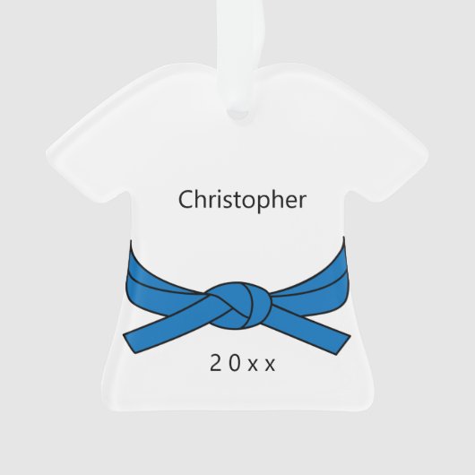 Gepersonaliseerde blauwe gordel Karate Ornament (voorkant)
