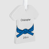 Gepersonaliseerde blauwe gordel Karate Ornament (voorkant)
