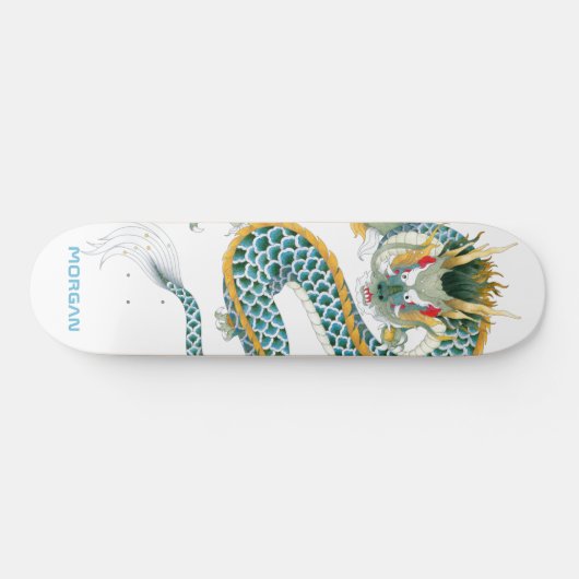 Gepersonaliseerde blauwe gouddrakenskateboard persoonlijk skateboard (Horizontaal)