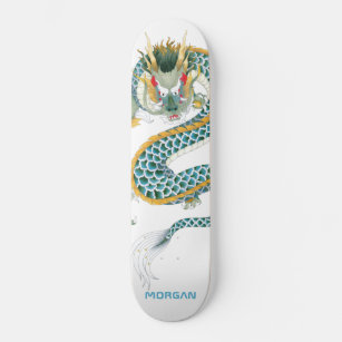 Gepersonaliseerde blauwe gouddrakenskateboard persoonlijk skateboard