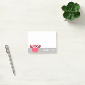 Gepersonaliseerde Blauwe & Grijze Cartoon Uil Post Post-it® Notes (Kantoor)
