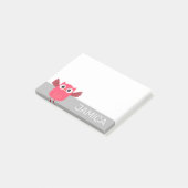 Gepersonaliseerde Blauwe & Grijze Cartoon Uil Post Post-it® Notes (Schuin)