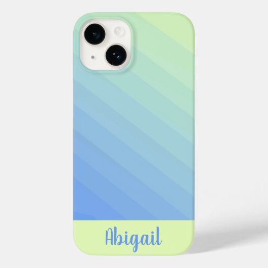 Gepersonaliseerde blauwe groene geel ombre gradiën Case-Mate iPhone case (Achterkant)