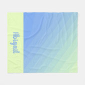 Gepersonaliseerde blauwe groene geel ombre gradiën fleece deken (Voorkant (Horizontaal))