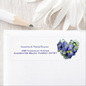 Gepersonaliseerde blauwe hartvormige Hydrangea bru Etiket (Insitu)