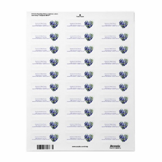 Gepersonaliseerde blauwe hartvormige Hydrangea bru Etiket (Full Sheet)