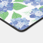 Gepersonaliseerde Blauwe Hortensia Bloemen Bureaumat (Hoek)