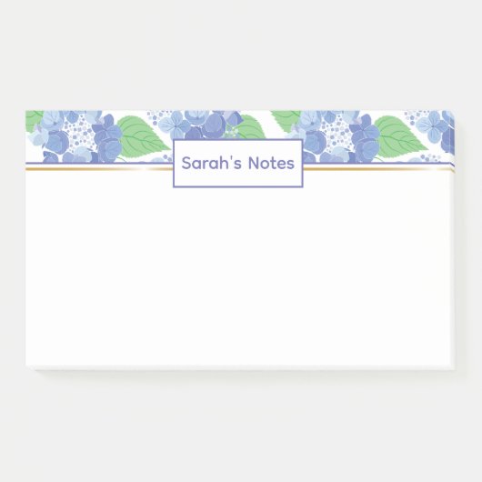 Gepersonaliseerde Blauwe Hortensia Bloemen Post-it Post-it® Notes (Voorkant)