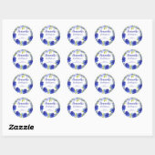 Gepersonaliseerde blauwe hortensia dank u bruids d ronde sticker (Vel)