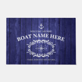 Gepersonaliseerde Blauwe houten effect boot deur m Deurmat (Voorkant)