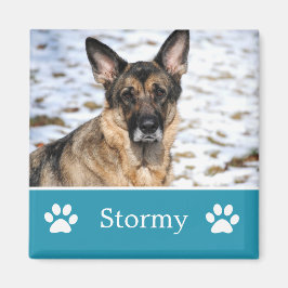 Gepersonaliseerde blauwe huisdier foto magneet