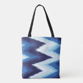 Gepersonaliseerde Blauwe Ikat Chevron Patroon Brui Tote Bag (Achterkant)