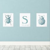 Gepersonaliseerde Blauwe Insectenkever Bug Boys Ro Muurkunst Sets (Houten vloer)