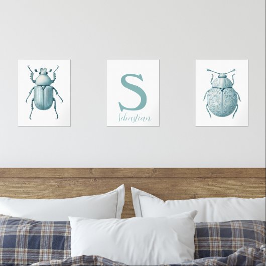 Gepersonaliseerde Blauwe Insectenkever Bug Boys Ro Muurkunst Sets (Slaapkamer)