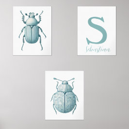 Gepersonaliseerde Blauwe Insectenkever Bug Boys Ro Muurkunst Sets