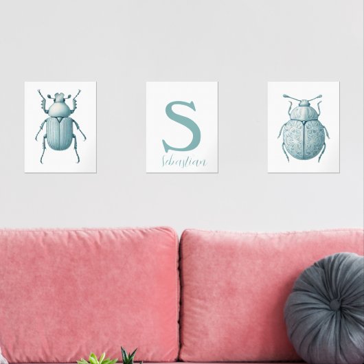 Gepersonaliseerde Blauwe Insectenkever Bug Boys Ro Muurkunst Sets (Woonkamer)