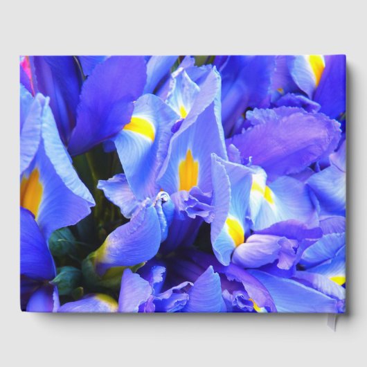 Gepersonaliseerde blauwe irissen bruiloft gastenboek (Achterkant)