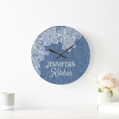 Gepersonaliseerde blauwe Jean keuken wandklok (Huis)
