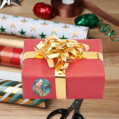 Gepersonaliseerde Blauwe  Kerstman en rendieren Ronde Sticker