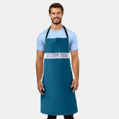 Gepersonaliseerde Blauwe Keuken Schort (Gedragen)