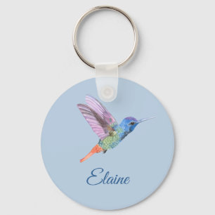 Gepersonaliseerde blauwe kolibrie sleutelhanger