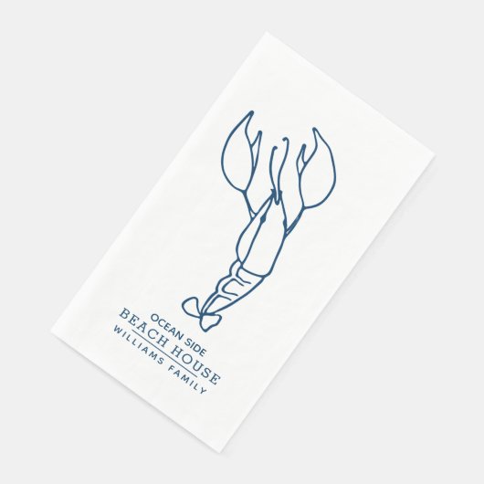 Gepersonaliseerde blauwe kreeft - Beach House Servet (Hoek)