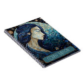 Gepersonaliseerde Blauwe Maan Mozaïek Portret Notitieboek (Rechterzijde)